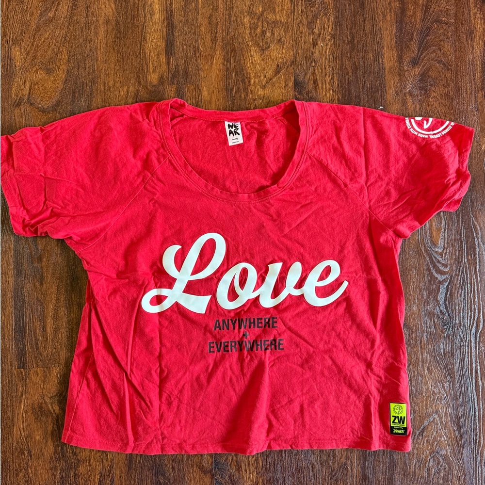Zumba Fitness Red Crop Top Love Graphic